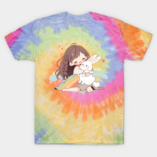 cut , rabbit , girl , rainbow T-Shirt by Pinnancy